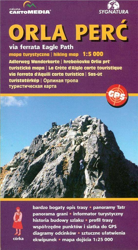 Orla Perć via ferrata mapa turystyczna Podróże Mapy turystyczne