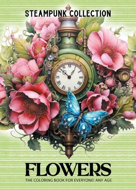 Kolorowanka A4 pionowa 8 obrazków Kwiaty zielony