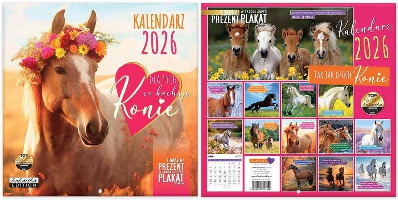 Kalendarz 2026 ścienny Classic Konie