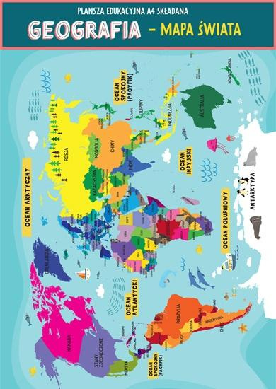 Karta edu składana geografia - świat A4