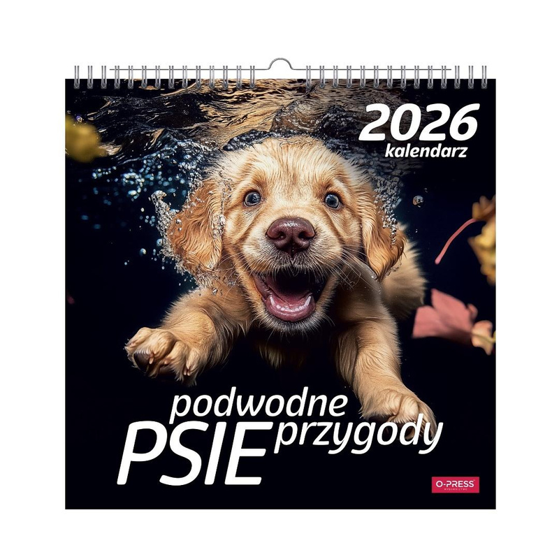 Kalendarz 2026 wieloplanszowy kwadrat Psy pod wodą