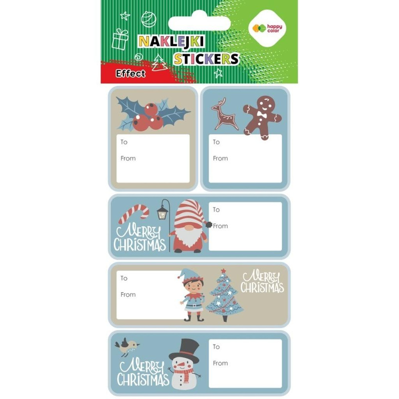 Naklejki Xmas blue tag 10x20cm HAPPY COLOR