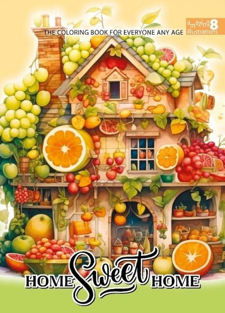 Kolorowanka A4 pionowa 8 obrazków Domki żółty