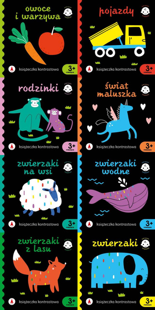 Książeczka kontrastowa. Zwierzaki PAKIET 8