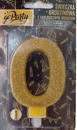 Świeczka urodzinowa brokatowa 0