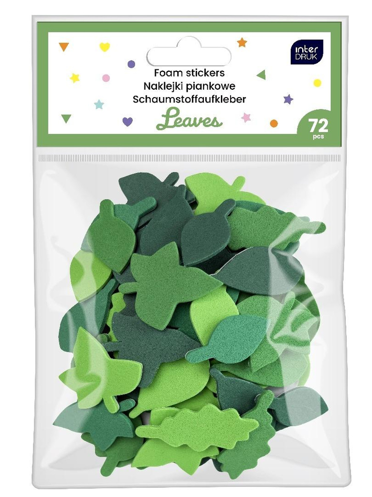 Naklejki piankowe samoprzylepne Leaves 72szt