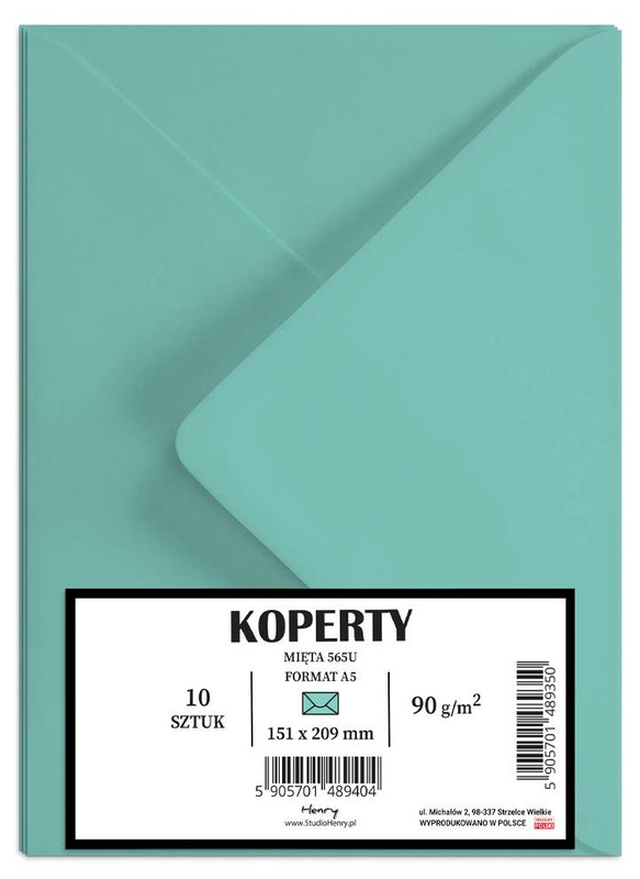 Koperty A5 miętowe 10szt
