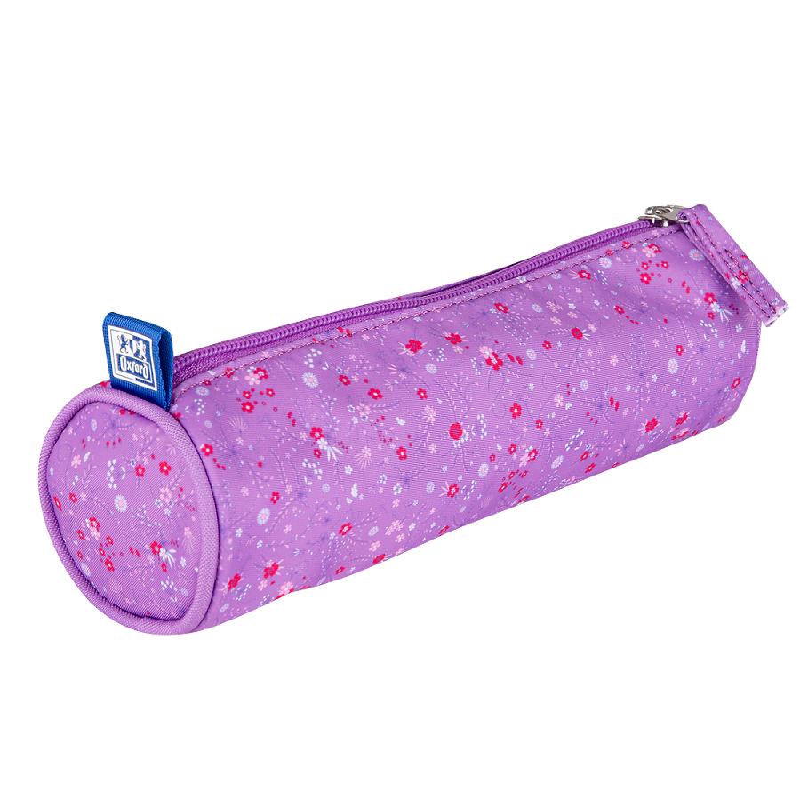 Piórnik tuba Oxford floral ciemnofioletowy