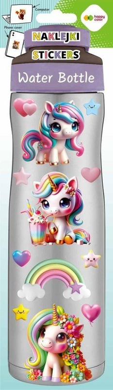 Naklejki Water Bottle Unicorns 83x286 HAPPY COLOR