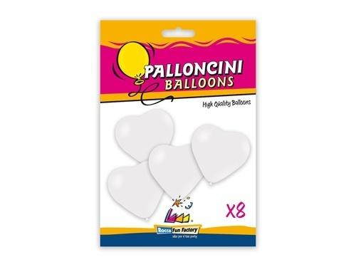 Balony serca białe 25cm 8szt