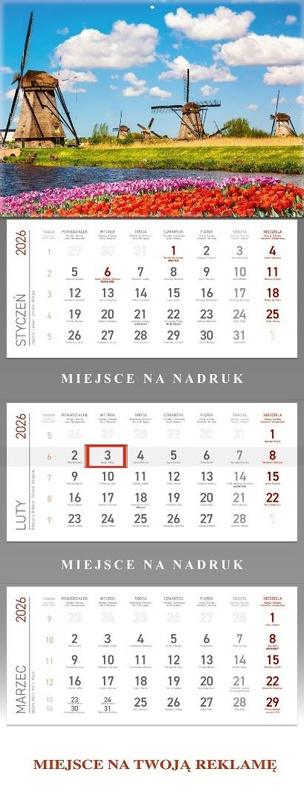 Kalendarz 2026 Trójdzielny Wiatraki