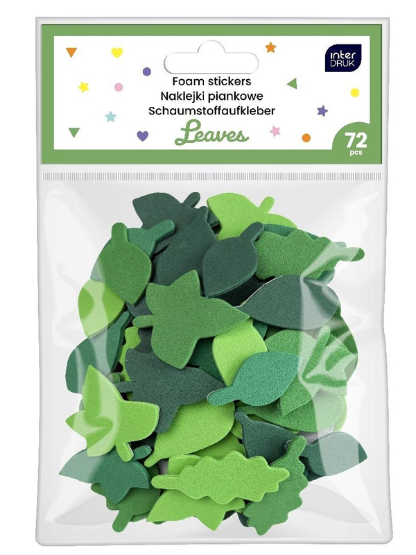 Naklejki piankowe samoprzylepne Leaves 72szt