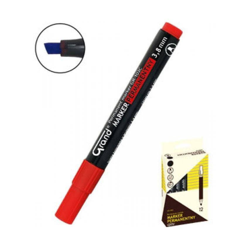 Marker permanentny GR-103C czerwony (12szt) GRAND