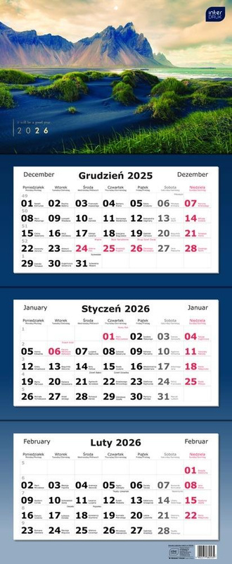 Kalendarz 2026 trójdzielny 82,5x34cm Widoki