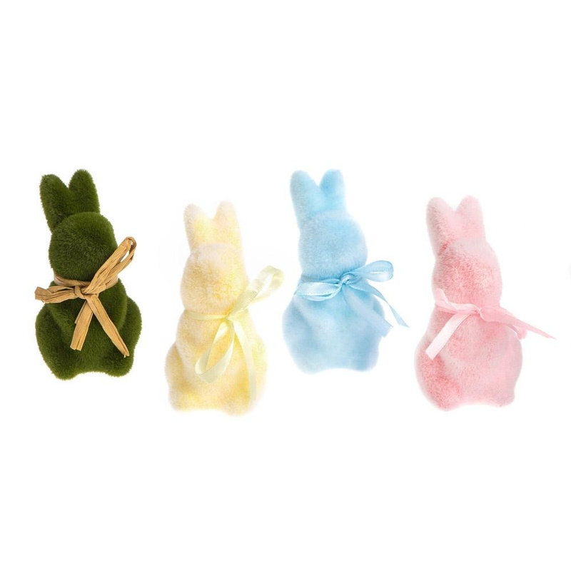 Króliki flokowane pastelowe 10,5cm 4szt
