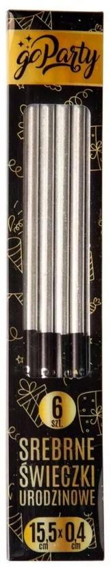Świeczki urodzinowe srebrne 6szt