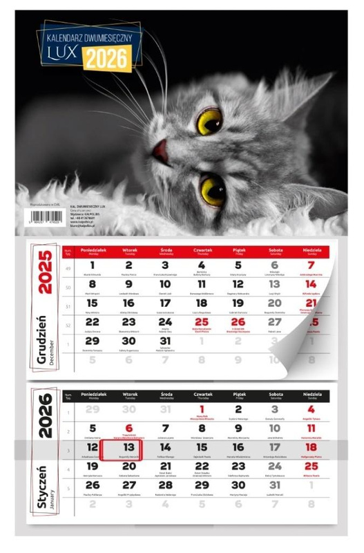 Kalendarz 2026 dwumiesięczny lux