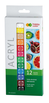 Farby akrylowe Happy Color 12 kolorów 12 ml