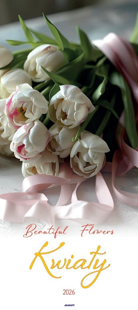 Kalendarz 2026 ścienny paskowy 22x49cm Kwiaty