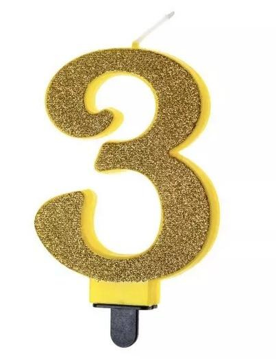 Świeczka urodzinowa brokatowa 3