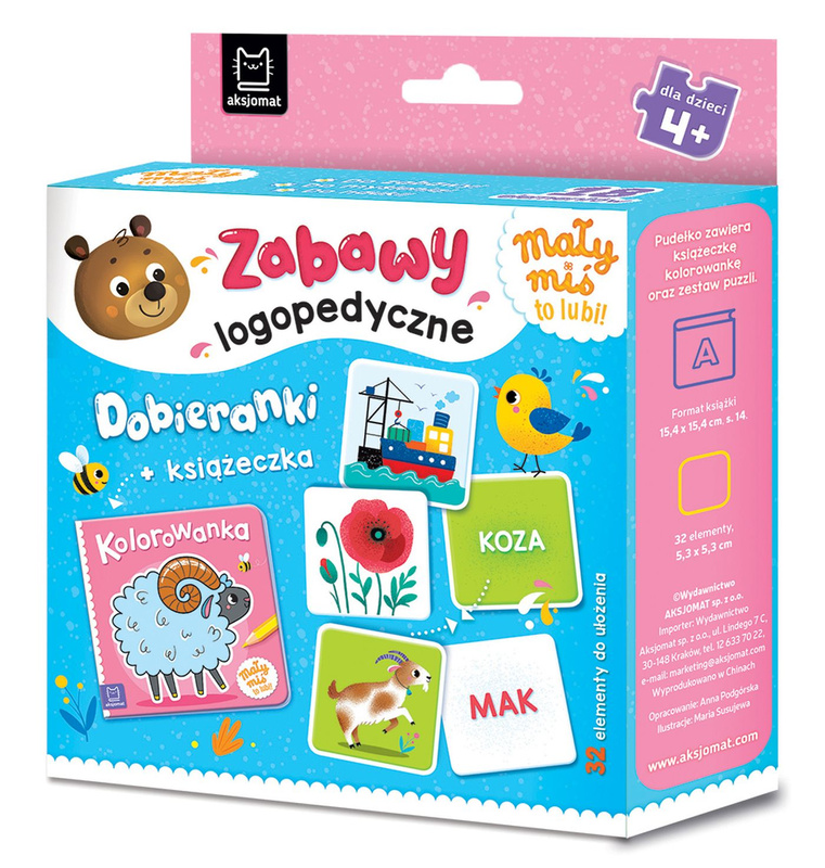 Mały miś to lubi! Zabawy logopedyczne. Dobieranki + książeczka. Mały miś to lubi!, Anna Podgórska