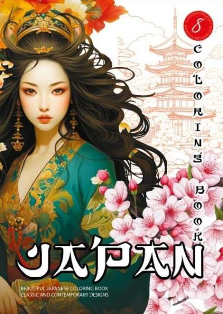 Kolorowanka A4 pionowa 8 obrazków Japan pomarańcz