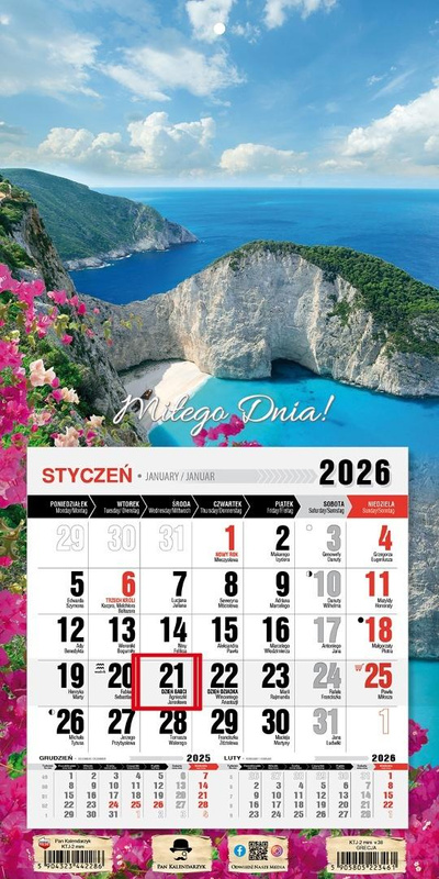 Kalendarz 2026 jednodzielny mini Grecja