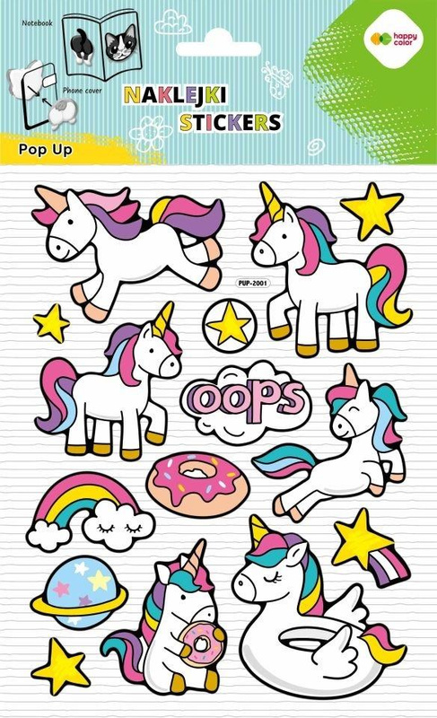 Naklejki 3D Pop Up Unicorns 146x240 HAPPY COLOR