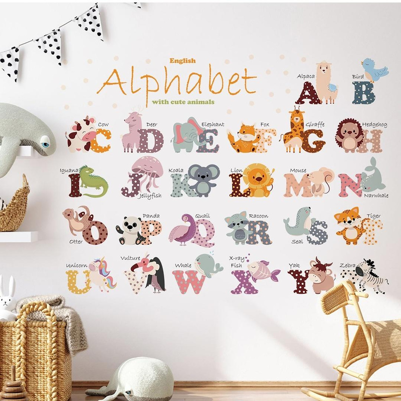 Naklejki na ścianę do pokoju dziecka alfabet