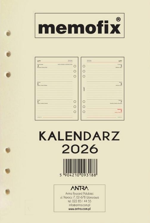 Wkład kalendarzowy 2026 Memofix A5 TDW