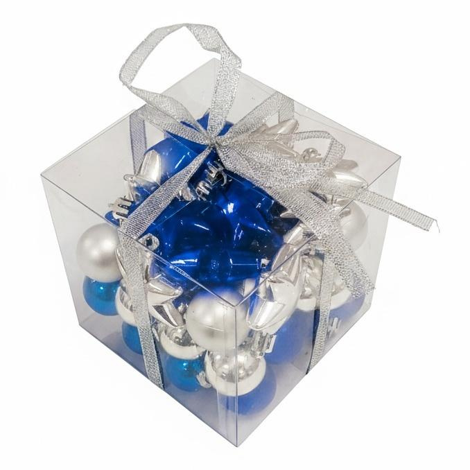 Bombki na choinkę nietłukące 50szt srebrne, nieb