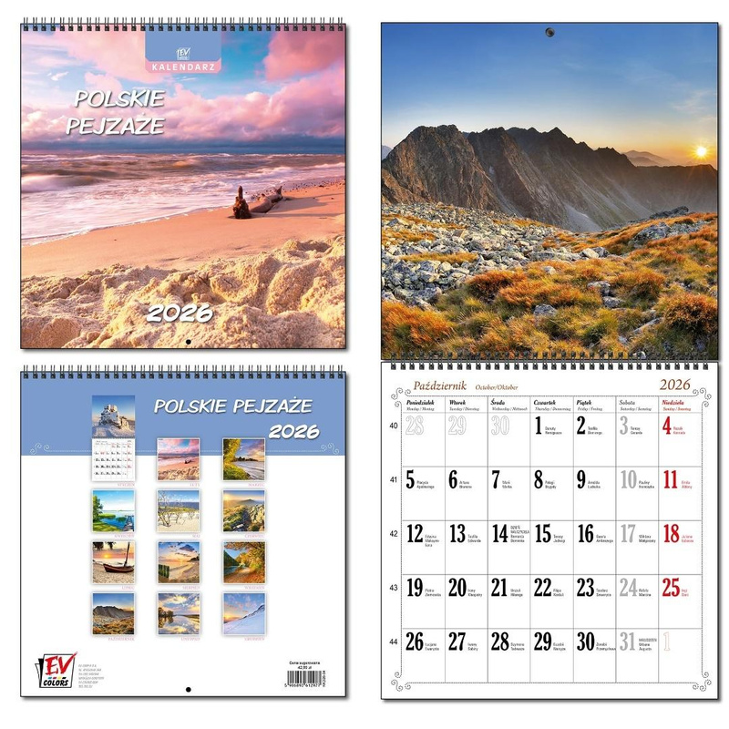 Kalendarz 2026 30x60 13 planszowy Polskie Pejzaże