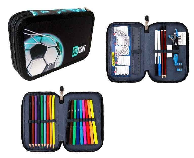 Piórnik podwójny z wyposażeniem PC4 Neon Football