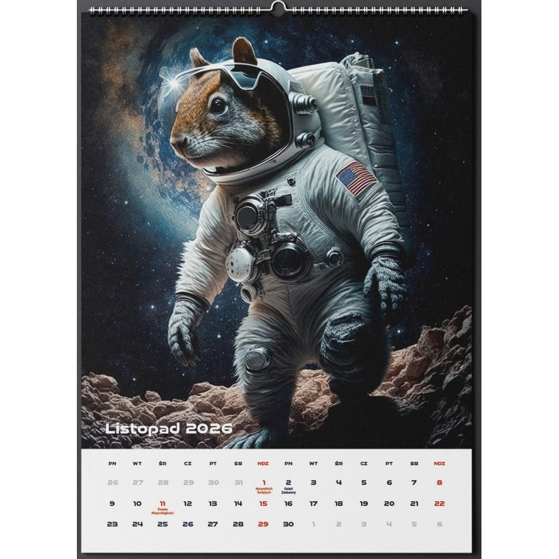 Kalendarz zwierzęta w kosmosie 2026