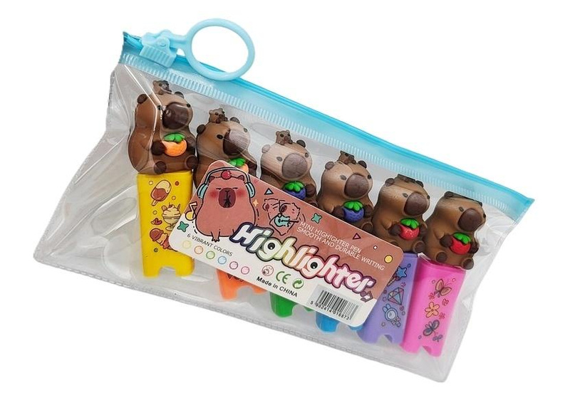 Zakreślacz mini 6szt Kapibara