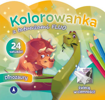 Kolorowanka z tatuażami FLUO Dinozaury, Wydawnictwo Skrzat