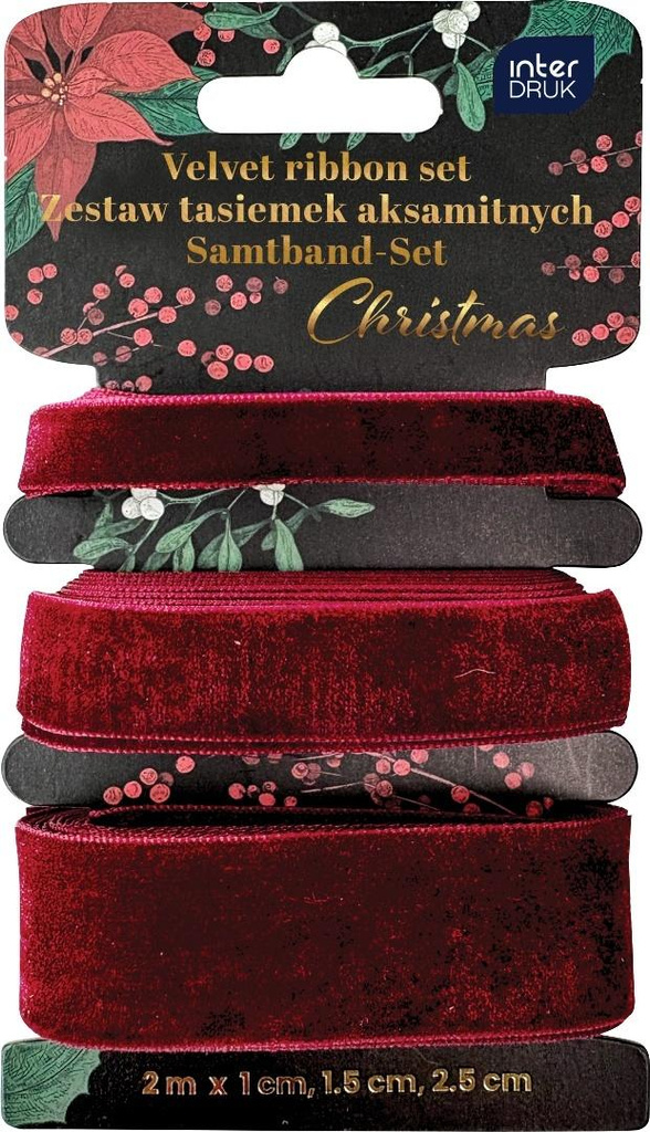 Zestaw tasiemek aksamitnych 3x2m Red Christmas