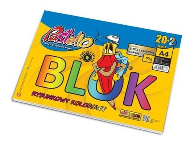 Blok rysunkowy A4 80g kolorowy 22 kartki