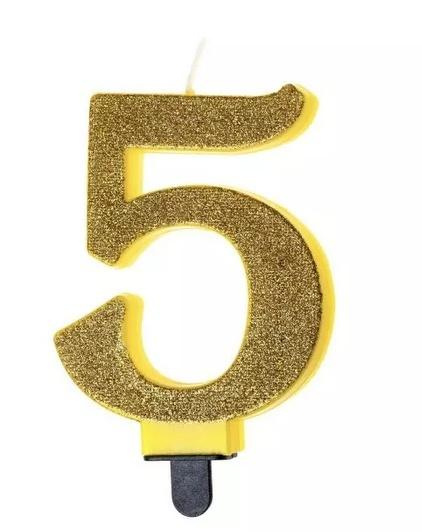 Świeczka urodzinowa brokatowa 5