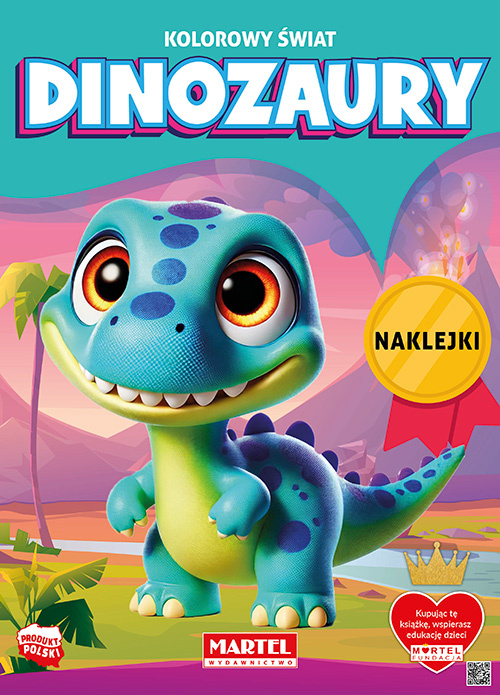 Dinozaury. Kolorowy świat. Kolorowanka z naklejkami, Katarzyna Salamon