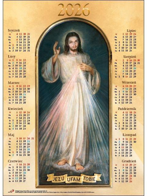 Kalendarz 2026 plakatowy średni Jezus Miłosierny