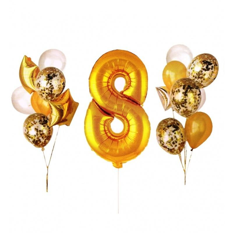 Zestaw balonów złotych 8