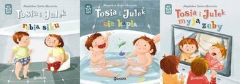 Tosia i Julek robią siku, się kąpią i myją zęby