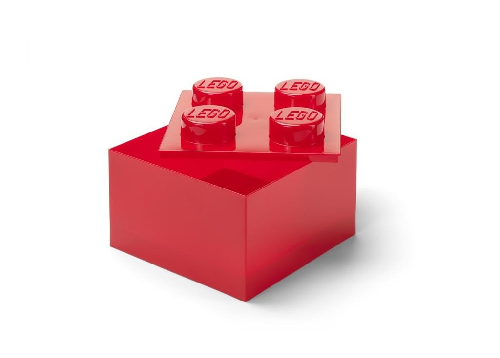 LEGO(R) pojemnik klocek czwórka transparentny czerw.