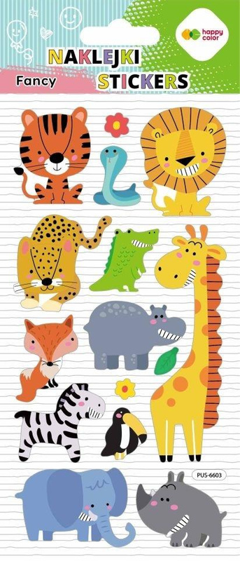 Naklejki 3D Fancy Wild Animals 90x210 HAPPY COLOR