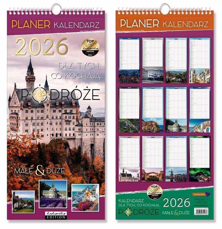 Kalendarz 2026 ścienny planer Podróże