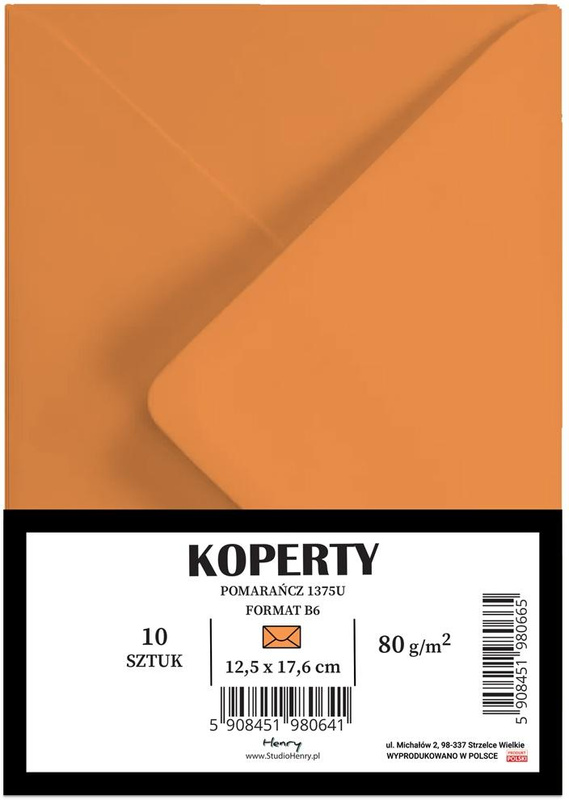 Koperty B6 pomarańczowe 10szt