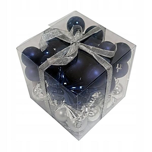 Bombki na choinkę nietłukące 50szt srebrne, granat