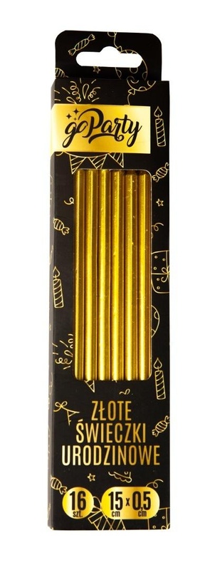 Świeczki urodzinowe złote 16szt