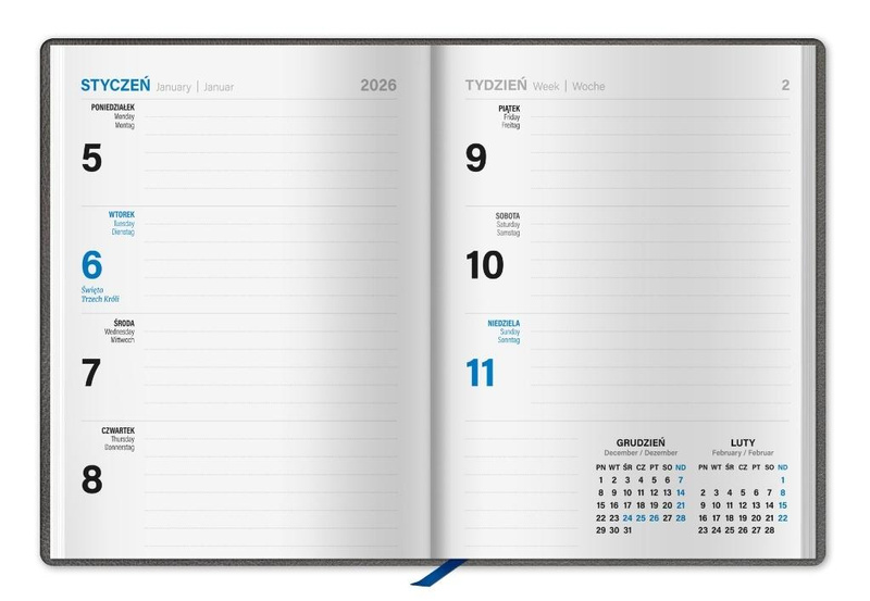 Kalendarz 2026 książkowy midi